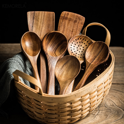 Timeless Teak Wood 7 Utensils Kit - Crafted from Nature's Finest