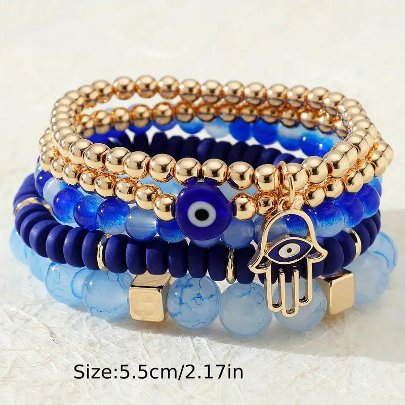 Pearl Mystique Evil Eye Bracelet Set