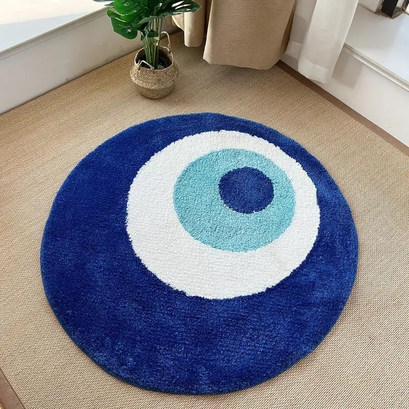 Azure Evil Eye Plush Rug