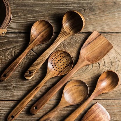 Timeless Teak Wood 7 Utensils Kit - Crafted from Nature's Finest