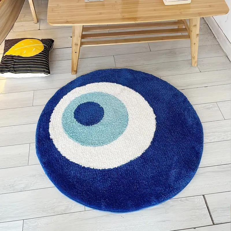 Azure Evil Eye Plush Rug