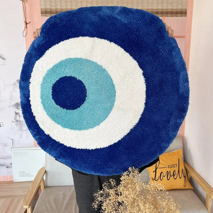 Azure Evil Eye Plush Rug