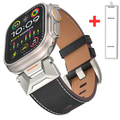 Titanium Genuine Leather Apple Watch Band