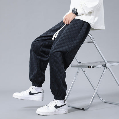 Checkered Corduroy Sweatpants