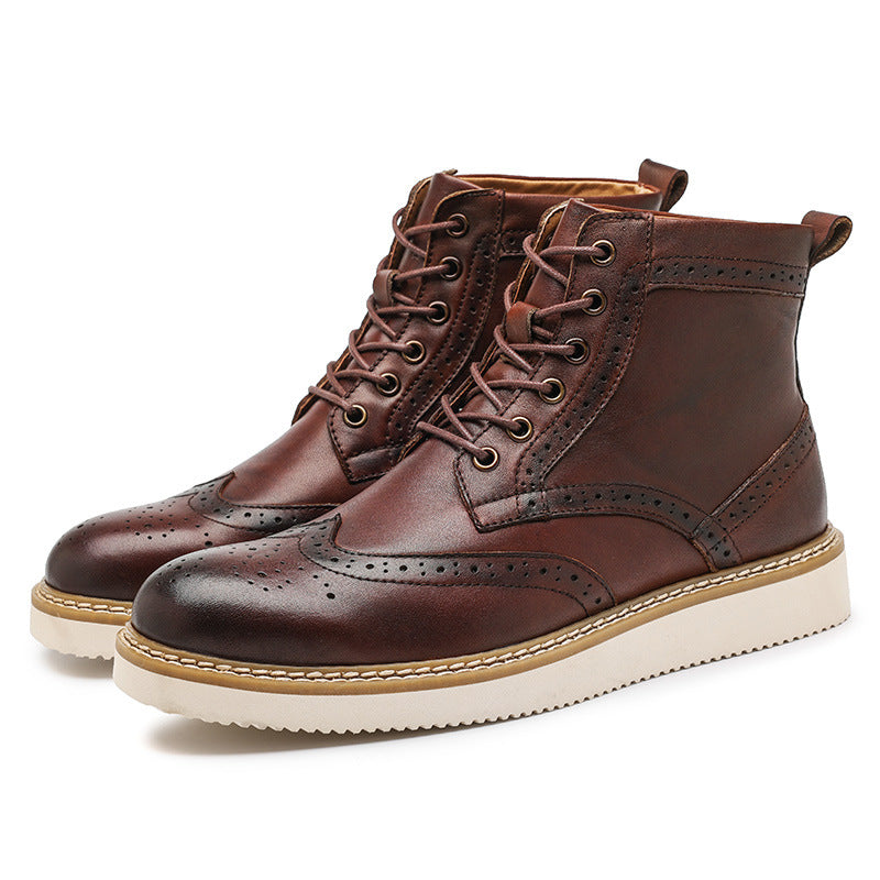 Toretto Genuine Leather Brogue Boots