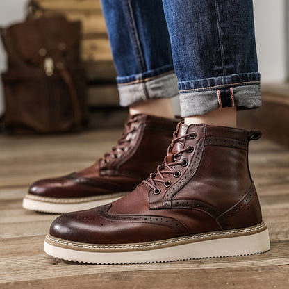 Toretto Genuine Leather Brogue Boots