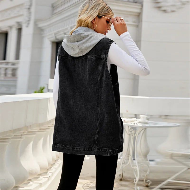 Cityline Hooded Denim Vest