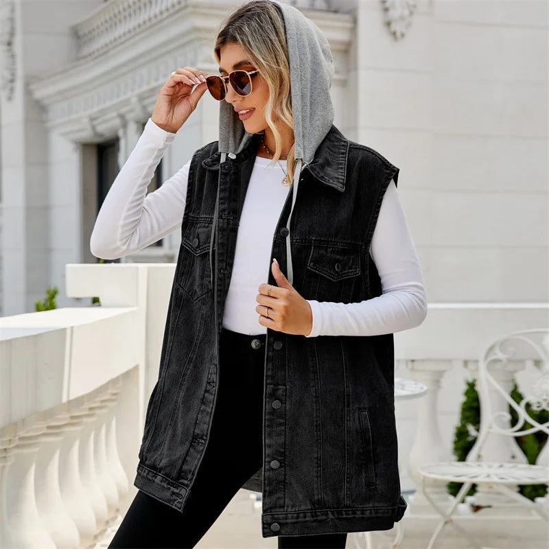 Cityline Hooded Denim Vest