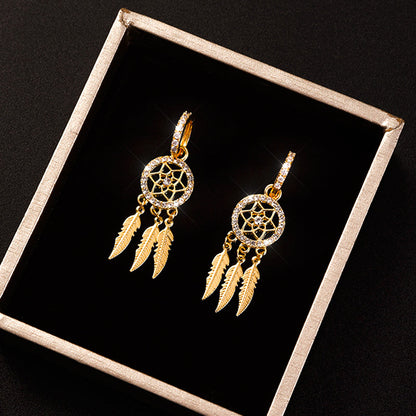 Dreamcatcher 14k Solid Gold Earrings